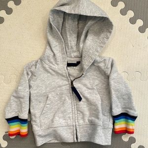 Primary gray zip hoodie (3-6 month)